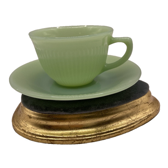 Vintage Jadeite Lancaster Jane Ray Cup and Saucer - Picture 1 of 8